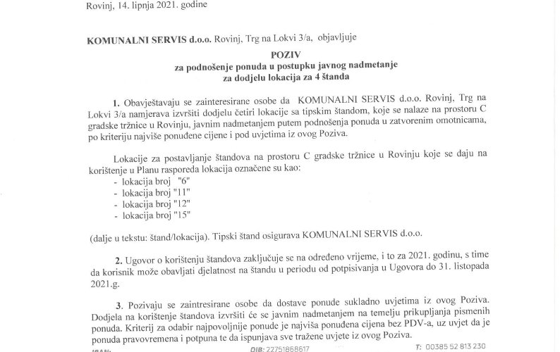 Poziv - javno nadmetanje Prostor C - 2021