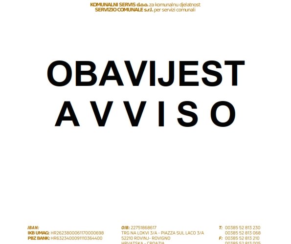 OBAVIJEST - ZATVORENA PARKIRALIŠTA