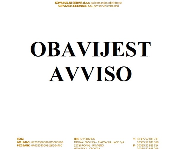 AVVISO - PREZZI DI PARCHEGGIO DEI PARCHEGGI APERTI